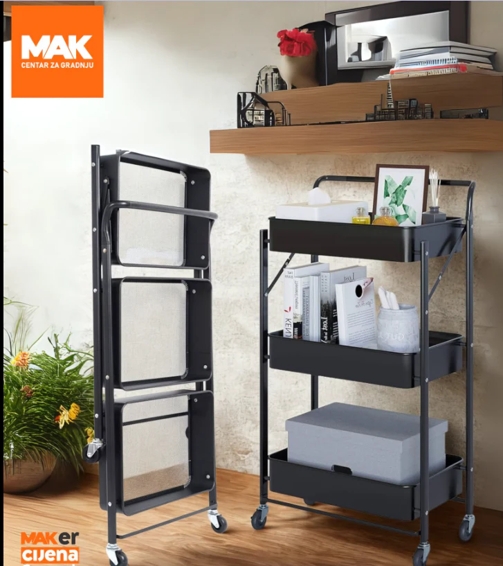 MAKER POKRETNA POLICA CRNA MAK0870